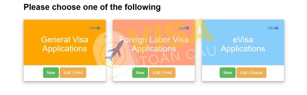 Chọn loại thị thực Đài Loan (General Visa)
