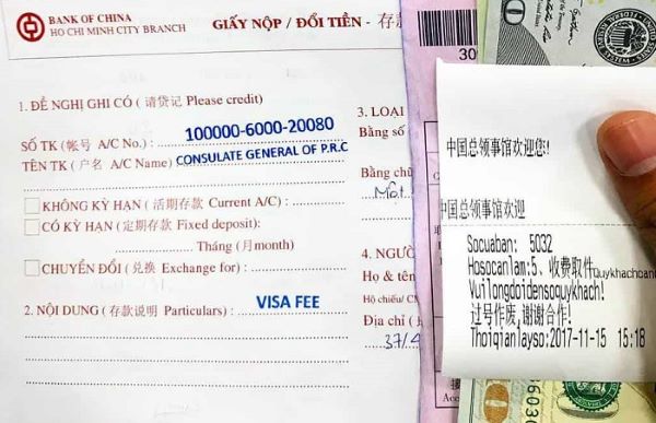 Lệ phí xin visa thăm thân Trung Quốc