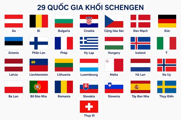 Khối Schengen bao gồm những nước nào?