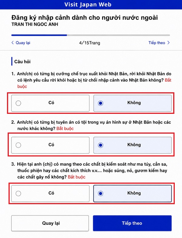 Khai báo thông tin an ninh