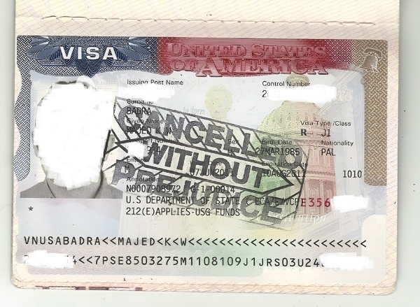 Visa Mỹ bị đóng dấu cancel