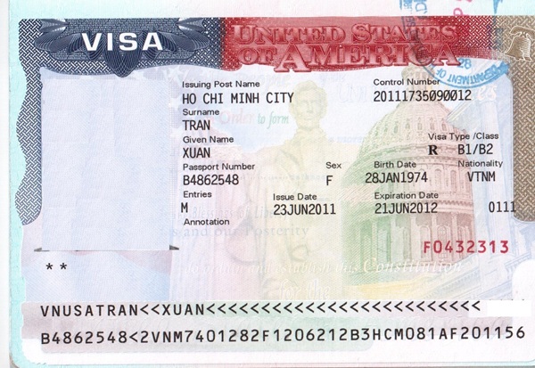 Hình ảnh visa Mỹ