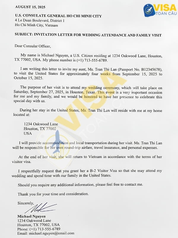 Hồ sơ xin visa Mỹ dự lễ cưới