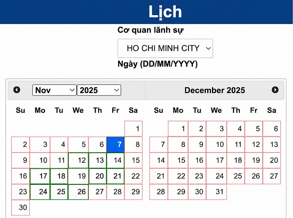 Đặt lịch phỏng vấn visa Mỹ